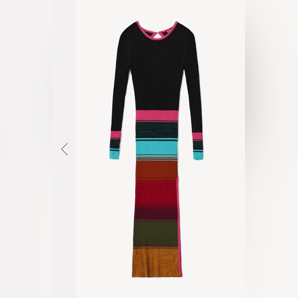 STAUD Edna Dress Mosaic Stripe